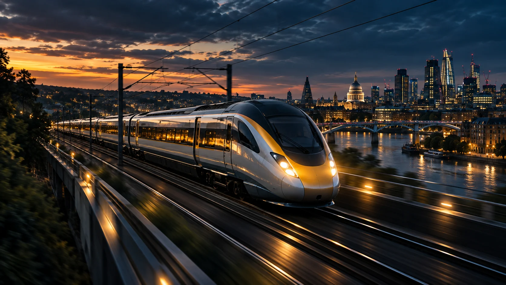 Conceptual high-speed rail technology scene